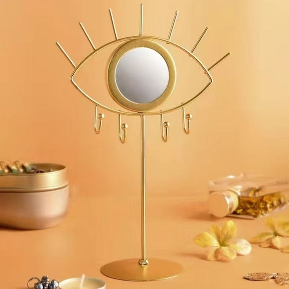 PRICE SLASH! Gold Evil Eye Mirrored Jewelry Stand Display Organizer Statue Boho - Picture 9 of 9
